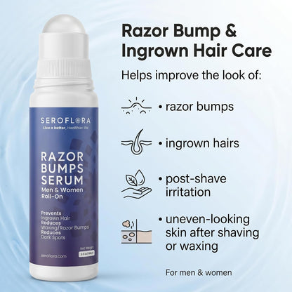 Ingrown Hair & Razor Bump Roll on for Men & Women, Bikini Area, Face, Legs & Body, after Shave & Waxing Serum, 3.5 Fl Oz